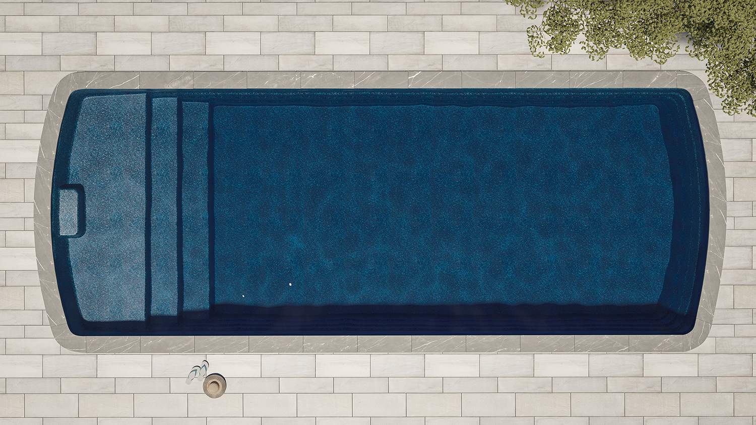 Fiberglass pool deep blue color